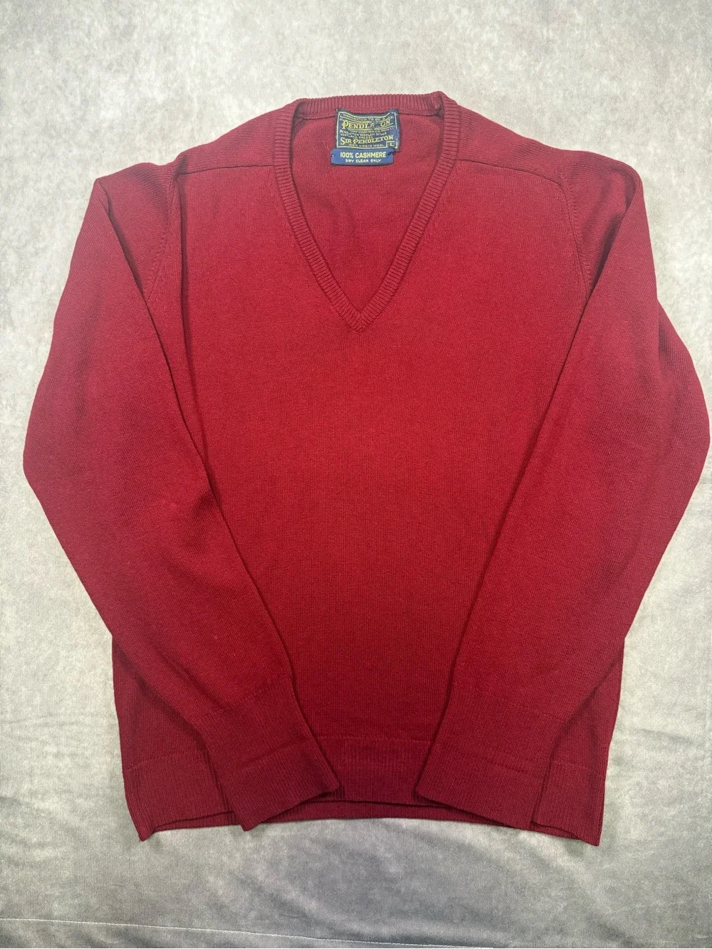EUC 100% Cashmere Vintage Sir Pendleton Men's V-Neck Sweater - Deep Red